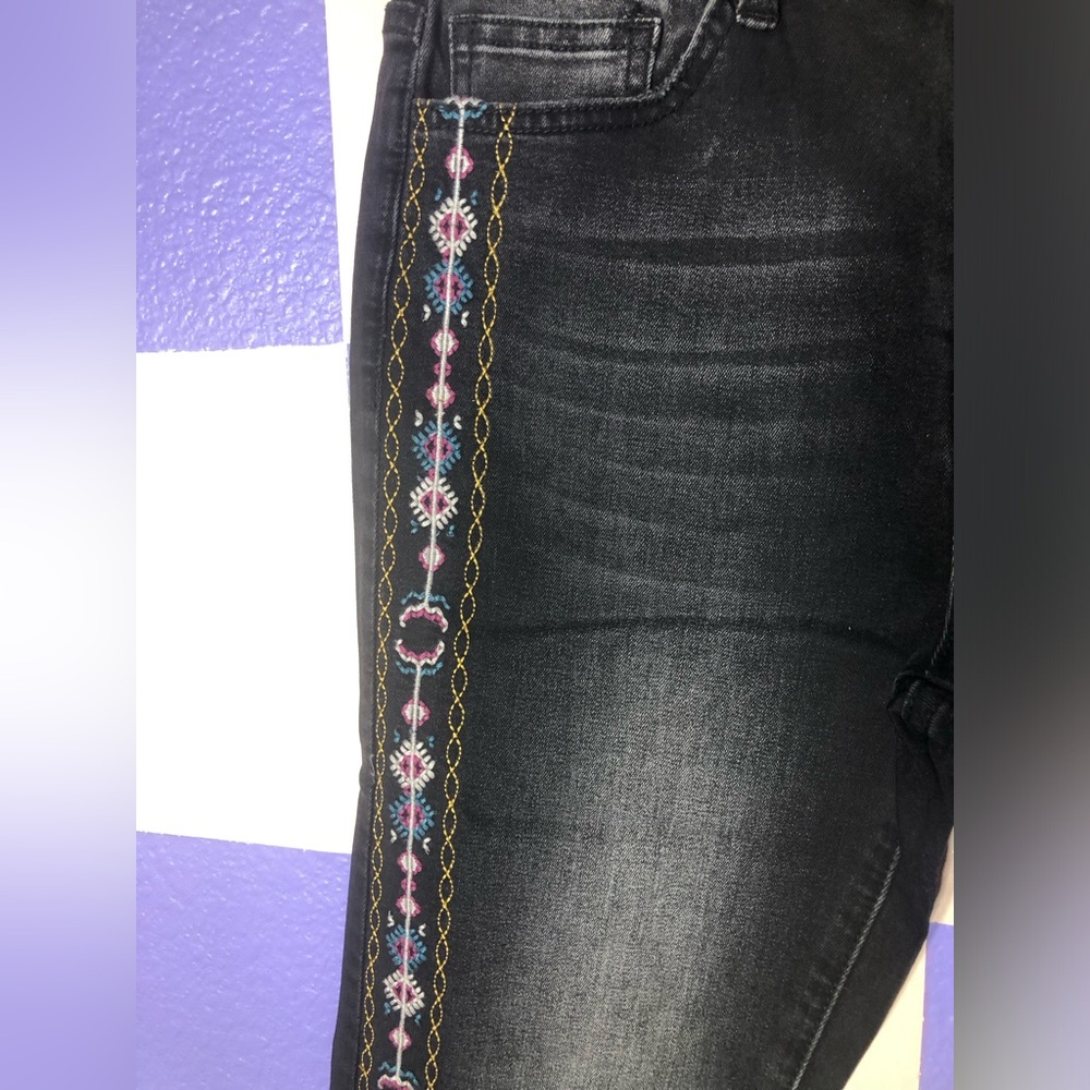 NWT Desigual Washed Black Skinny Jeans with Embroidery - Size 2 / 26